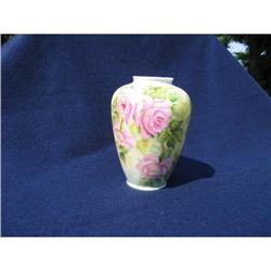 VICTORIAN ROSE HAND PAINTED VASE #1340663