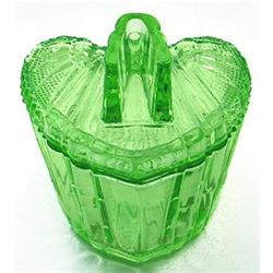 S Reich Green Depression Glass Deco Vanity Jar #1340689