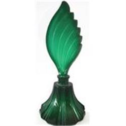 Czech Malachite Art Deco Glass Perfume Bottle 3#1340710