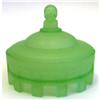 Image 1 : COURT JESTER Green Satin Glass Powder Jar #1340771