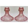 Image 1 : Pink Machine Age Depression Glass Candlesticks #1340923