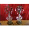 Pair of Brass and Crystal Lamps with Prisms #1341082