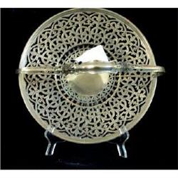 Basket Sheffield Silver Plate Pierced Handle  #1341222