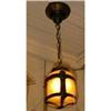 Light Pendant Faux Iron Strapped Glass Shade #1341224