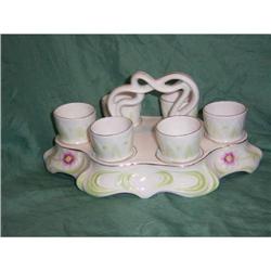 6  vintage egg cups in holder  #1341514