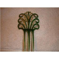 Green Celluloid Hair Rhinestone Comb #1341613