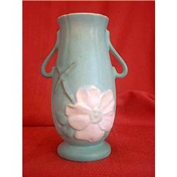 Weller Vase Green With Pink Flower #1341636