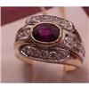 Image 1 : Ruby ring with diamonds in 18kt and plat. #1363413