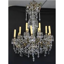 Late 1800s French Bronze and Crystal Chandelier#1363474