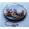 Image 1 : VICTORIAN Hand Painted Miniature Scene Brooch #1363512