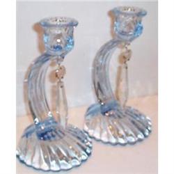 Pair Vintage Caprice  Blue Candle Holders #1369489