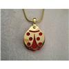 Image 1 : Estate 18K Yellow Gold Ladybug Resin Pendant #1369668