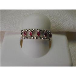 Estate 18K Ruby Rubies WG Filigree Ring Band #1369710