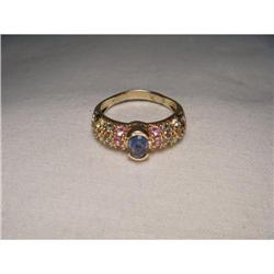 Estate 18K YG Gold Multi-Color Sapphire Ring #1369713