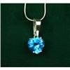Gold Heart Sky BlueTopaz Necklace Pendant Chain#1369809