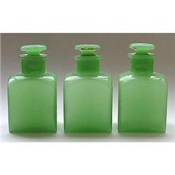 McKee Jadite Glass Art Deco Lotion Bottle Set  #1390023