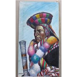 ORIG PAINTING PORTRAIT OF INCAN PRIEST #1390111