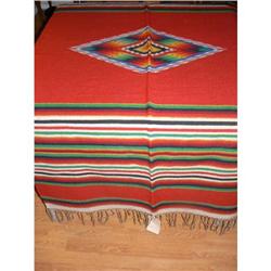 Beautifully Red Colored Vintage Mexican Blanket#1390147