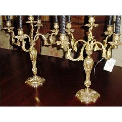 725 19th Century Pair Brass Candlabras  #1390182