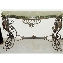 580 19th Century Iron Console Table Marble Top #1390184