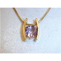 Rare Estate 14K YG Gold Amethyst Heart Pendant #1390228