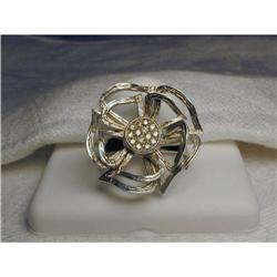 Estate 14K WG Gold Filigree Diamond Floral Ring#1390237