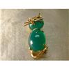 Image 1 : Estate 14K YG Aventurine Ruby Cat Brooch Pin #1390239