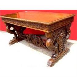 Victorian hand carved wooden Italian  Desk  #1390300