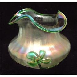 Kralik Art Glass Vase with Applique #1390595