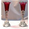 Image 1 : Pair of Cranberry Trumpet Vases with #1390672