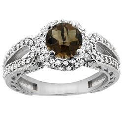 1.50 CTW Quartz & Diamond Ring 14K White Gold - REF-86Y9V