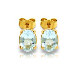 Genuine 1.80 ctw Aquamarine Earrings 14KT Yellow Gold - REF-21A2K