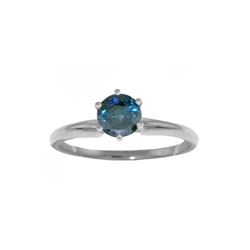 Genuine 0.50 ctw Blue Diamond Ring 14KT White Gold - REF-135P8H