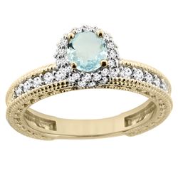 0.77 CTW Aquamarine & Diamond Ring 14K Yellow Gold - REF-67M2K