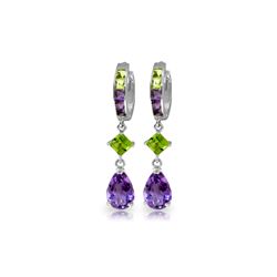 Genuine 5.38 ctw Peridot & Amethyst Earrings 14KT White Gold - REF-62Y7F