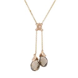 Natural 5.13 CTW Smoky Topaz & Diamond Necklace 14K Rose Gold - REF-32K4R
