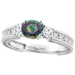 1.55 CTW Mystic Topaz & Diamond Ring 14K White Gold - REF-85M5A