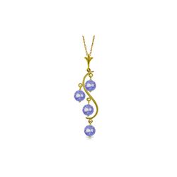 Genuine 2 ctw Tanzanite Necklace 14KT Yellow Gold - REF-40F5Z