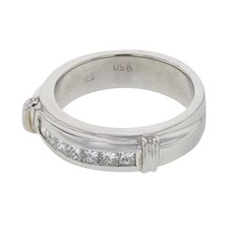 Natural 0.30 CTW Princess Diamond Band Ring W=5MM Platinum - REF-179F3M