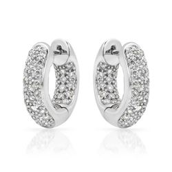 Natural 0.94 CTW Diamond Earrings 14K White Gold - REF-113N4Y
