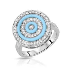 Natural 1.17 CTW Turquoise & Diamond Ring 14K Gold - REF-69N3Y