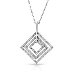 Natural 0.50 CTW Diamond Necklace 14K White Gold - REF-62W3H