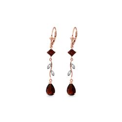 Genuine 3.97 ctw Garnet & Diamond Earrings 14KT Rose Gold - REF-44R9P