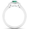 Image 2 : Natural 0.78 CTW Zambian Emerald & Diamond Ring 14K White Gold - REF-37H9M