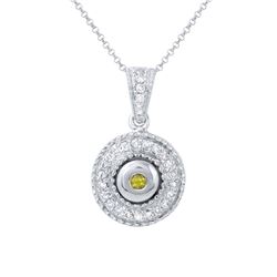 Natural 0.48 CTW Yellow Sapphire & Diamond Necklace 18K White Gold - REF-81N2Y