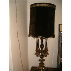 Antique  Lamp French Velvet Shade Marble Base #1330762