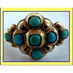 FRENCH C1810 RING GOLD DIAMOND TURQUOISE #1330995