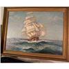 Image 1 : 1930' American Clipper Ship Painting Signed #1342924