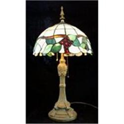 Iron Table Lamp w/ Stained Glass Shade #1343046