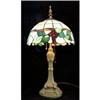 Image 1 : Iron Table Lamp w/ Stained Glass Shade #1343046